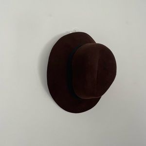 Brown hat with black embroidery